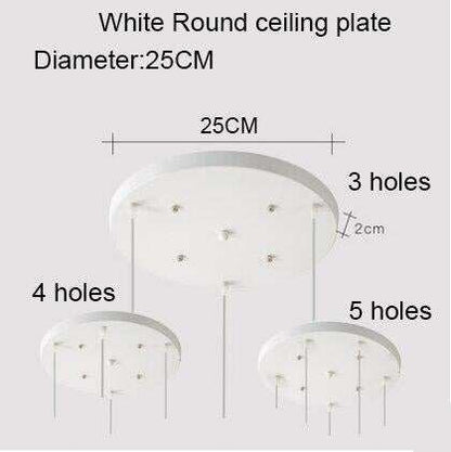 Ceiling Plate Black/White Iron Pendant Lamp Bases DIY 2/3/4/5 holes 25cm/30cm/40cm/50cm Straight/Round Ceiling Base