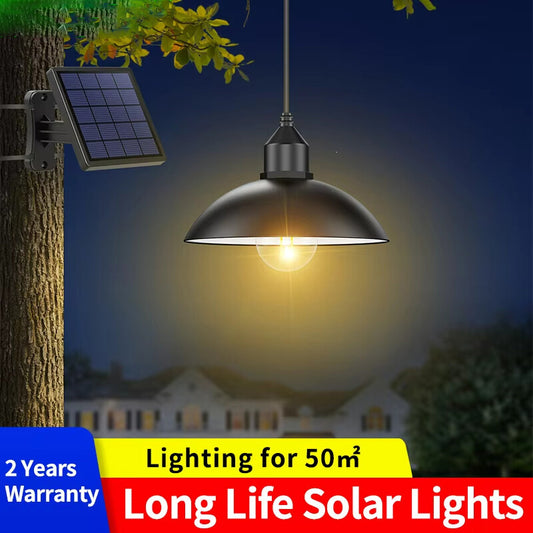 Intelamp Garden Solar Hanging Lamp Indoor Outdoor Solar Pendant Lights Warm Yellow IP65 Waterproof