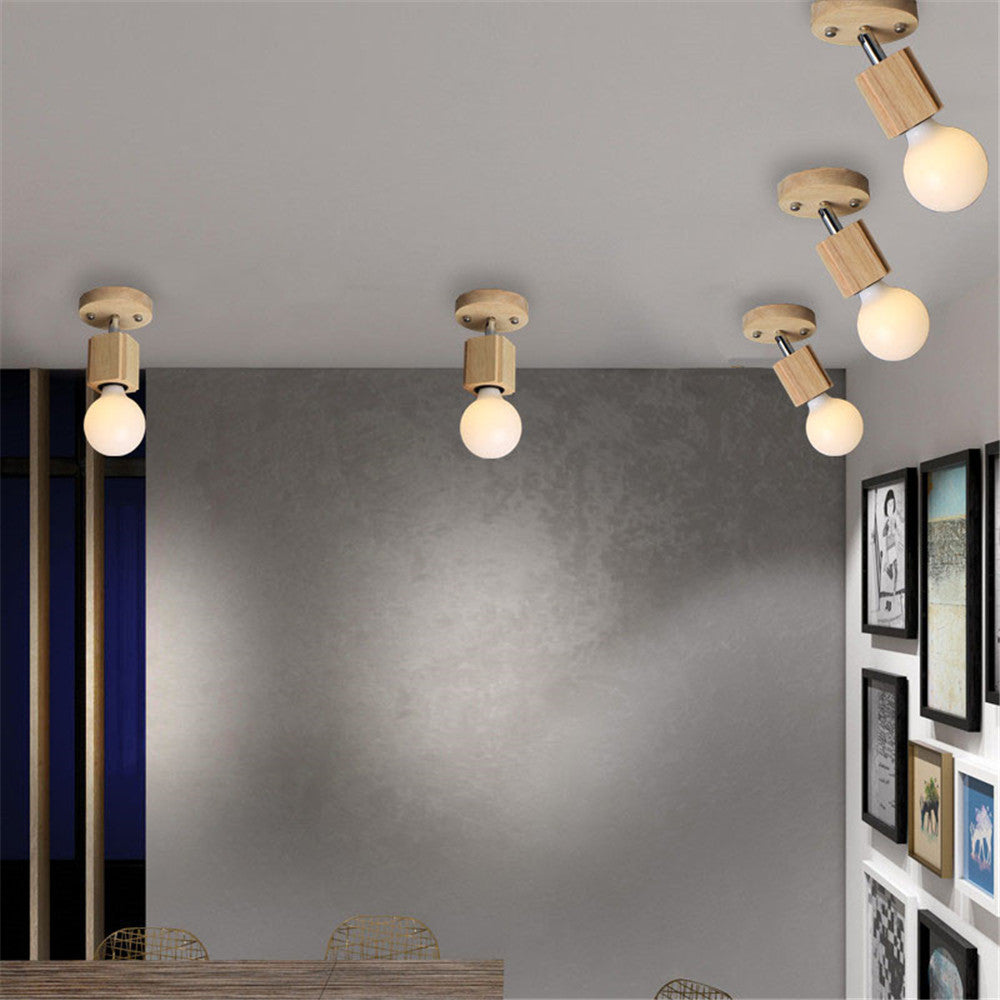 Modern LED Wooden Ceiling Light Novelty E26/27 Kitchen Bedroom Porch Dining Room Balcony Decoration Light Fixture