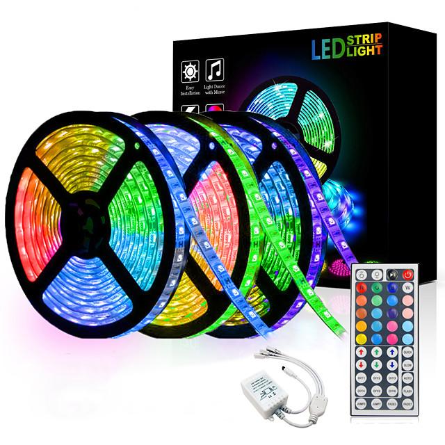 15m 3x5m LED Light Strips RGB Tiktok Lights 5050 SMD 450 Leds 10mm Strip Fexible Light Led Tape not-waterproof DC 12V 450leds with 44key IR Remote Controller Kit