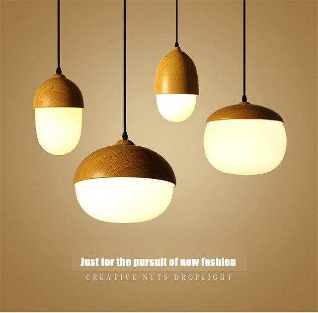 Imitation Wood Nut Pendant Lamp Industrial Retro Kitchen Shade Light for Dining Room Restaurant Island Decoration