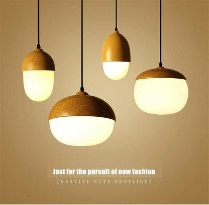 Imitation Wood Nut Pendant Lamp Industrial Retro Kitchen Shade Light for Dining Room Restaurant Island Decoration