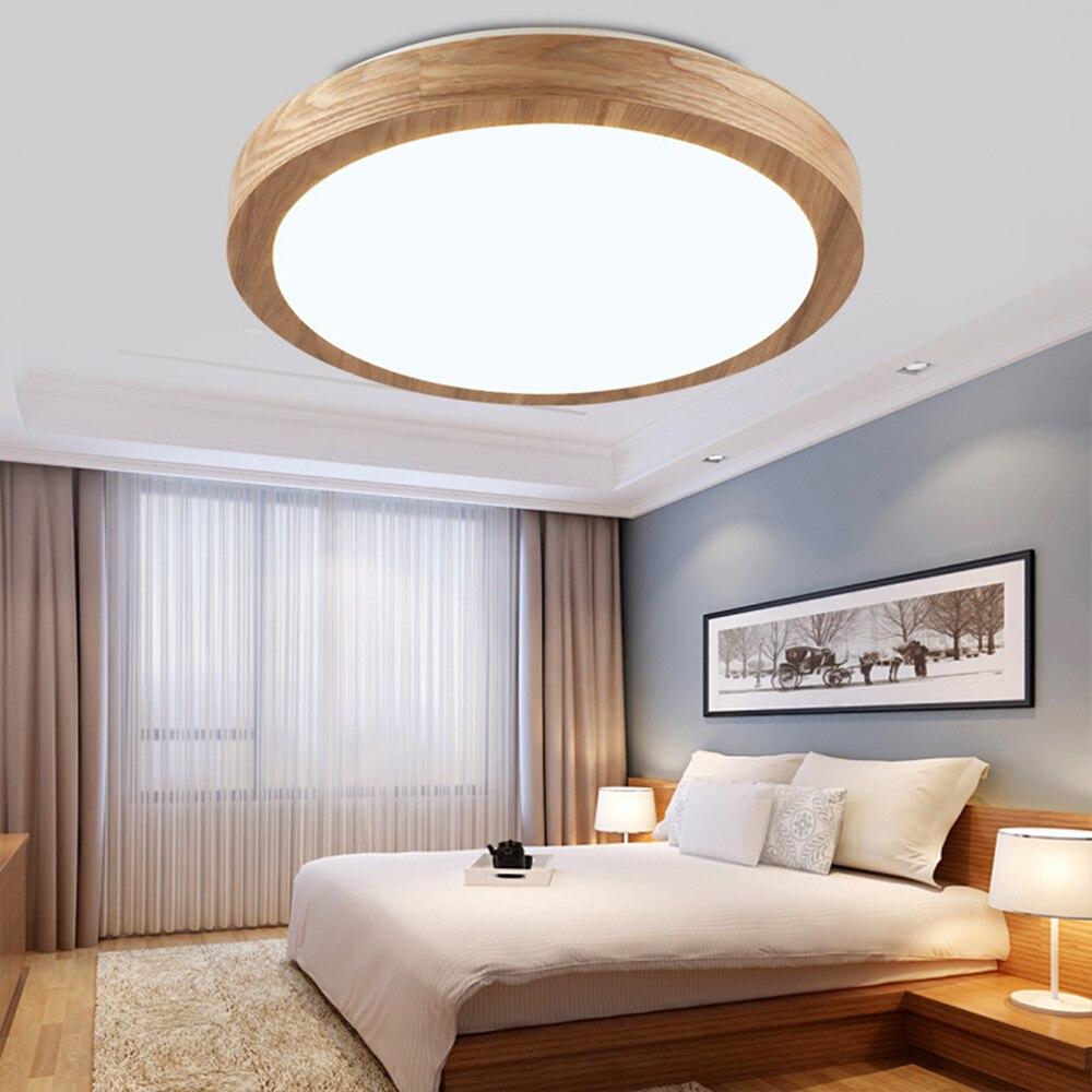 Led Ceiling Light Nordic Wood 6cm Modern Lamp Remote Control Minimalist Living Room Creative Rubber Bedroom Mounted Lighting