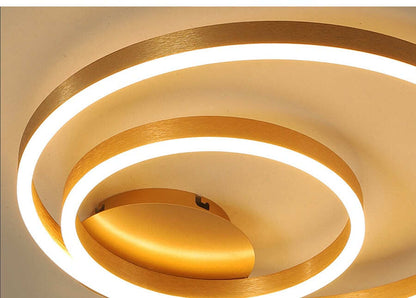 Golden Round Iron Led Ceiling Lights For Living Room Bedroom Indoor Home Lustre Lighting Fixtures Dimmable Lamps
