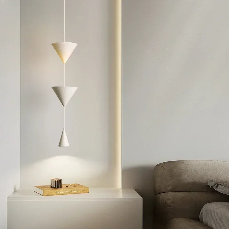 Nordic Restaurant Home LED Pendant Light Modern Black White Counter Conical Lamp