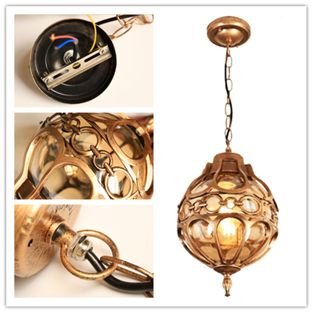 Vintage Glass Chandeliers Outdoor Pendant Lamp Balcony Grape Waterproof Aluminum E27 Bulb Garden Hanging Lamp Loft