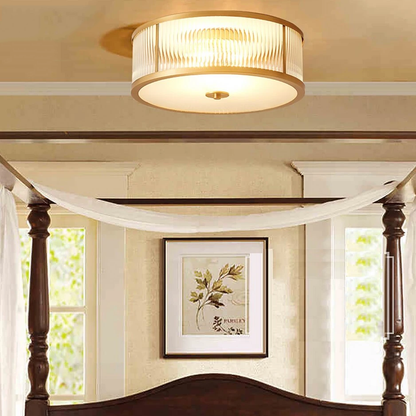 Led E27 American Copper Glass Golden Round LED Lamp.LED Light.Ceiling Lights.LED Ceiling Light.Ceiling Lamp For Foyer Bedroom