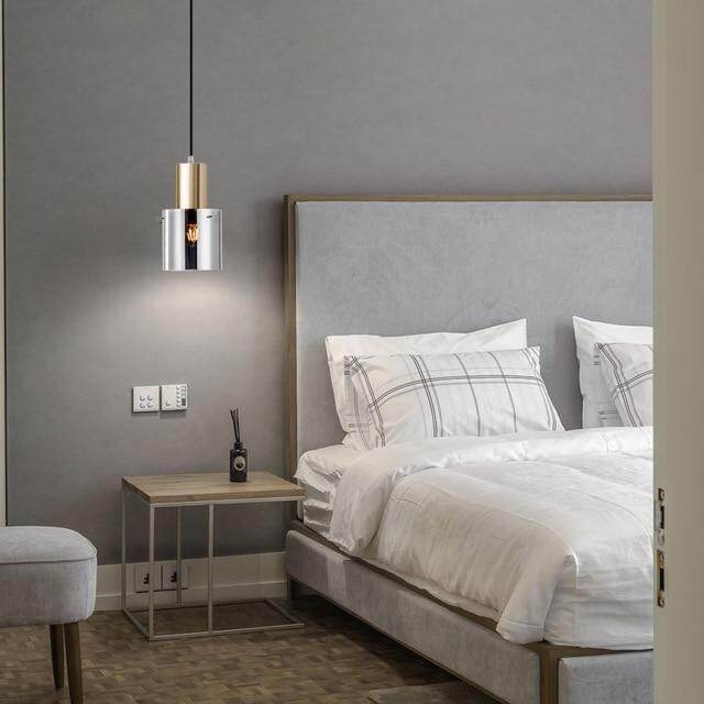 Modern Personality E14 Led Single Head Pendant Lamps Smoke Gray Glass Kitchen Bedroom Bedside Study Restaurant Hanging Light