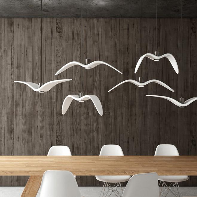 Resin Night Birds Silhouette Sky Freedom Seagull Pendant Light