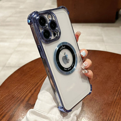 Transparent Plating Magnetic Cases For iPhone 16 13 12 11 17 Pro Max 14 15 Plus 17 Air For Magsafe Wireless Charging Phone Cover