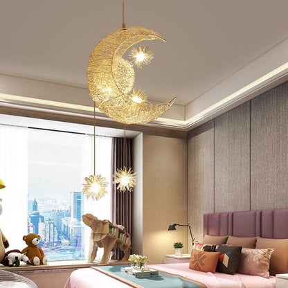Ceiling Lamps Modern Pendant LED Moon Star Chandelier Children Bedroom Hanging Lamp Christmas Decorations For home Fixture Light
