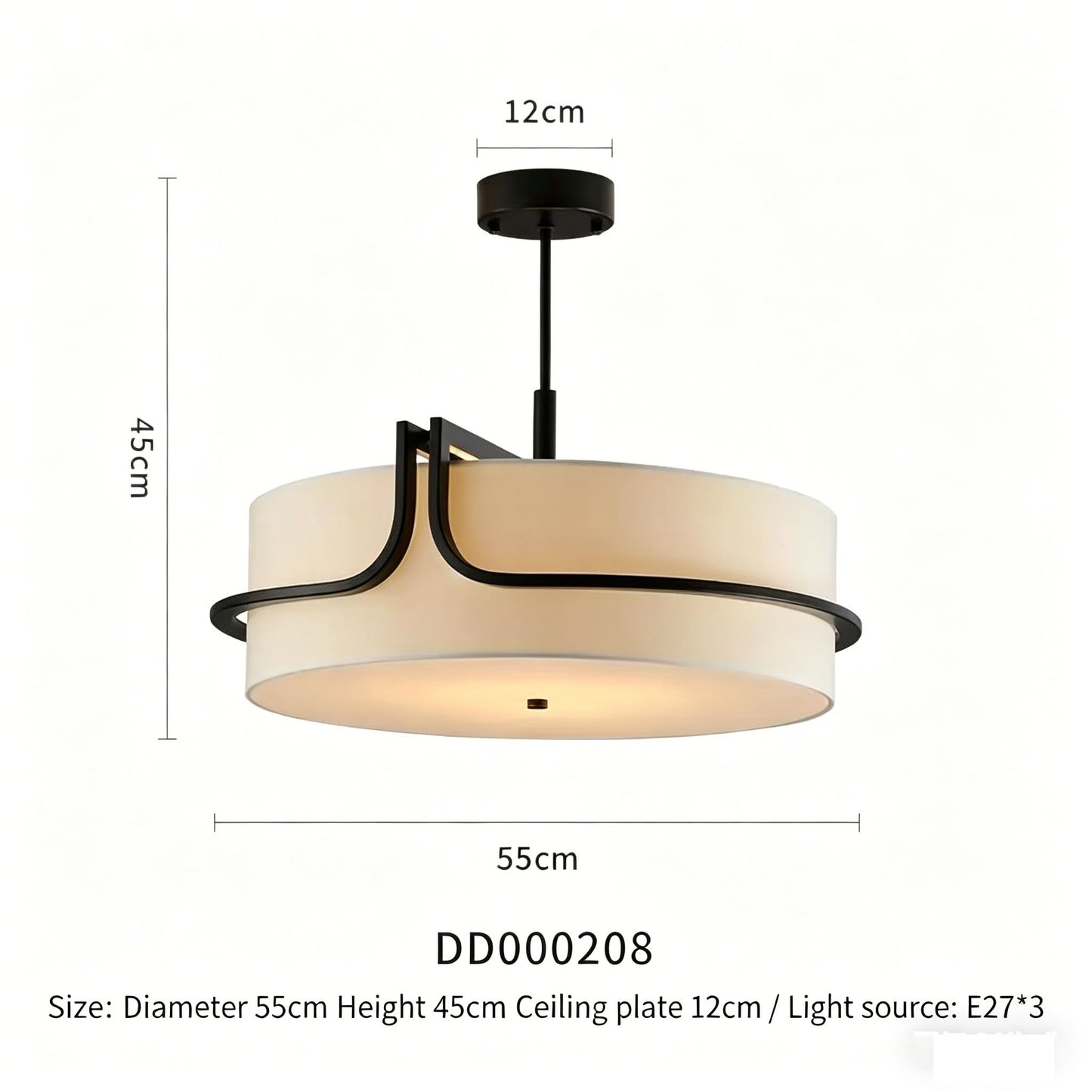 Modern Fabric Art Ceiling Chandelier Black Dining Room Bedroom Hallway Pendant Lights Decor Indoor Lighting