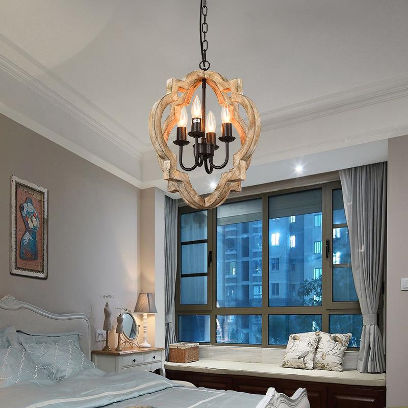 Retro Four Head Industrial Hotel Iron Chandelier Living Room Bar Restaurant Lamp