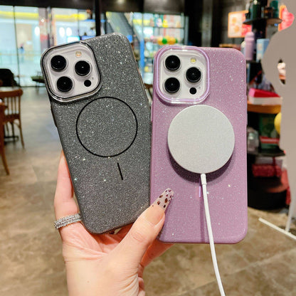 Glitter Bling For Magsafe Phone Case For iPhone 16 15 14 13 Pro Max Plus Magnetic Wireless Charging Fashion Candy Cover