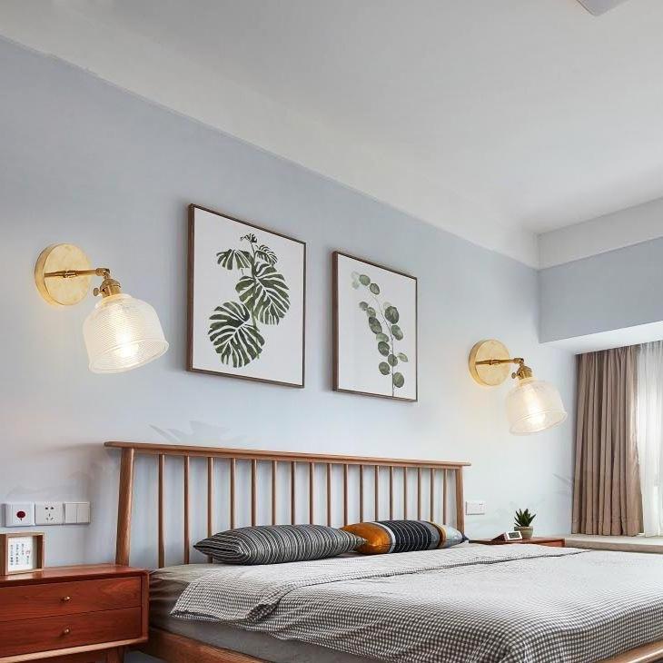 Nordic Retro Livingroom Bedroom Bedside Full Copper Wall Lamp