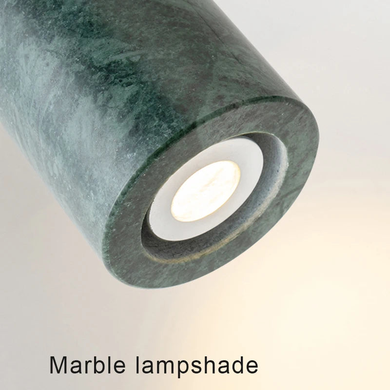 Modern dining table pendant lamp cylindrical marble LED pendant lamp light luxury bedroom lighting living room home decoration