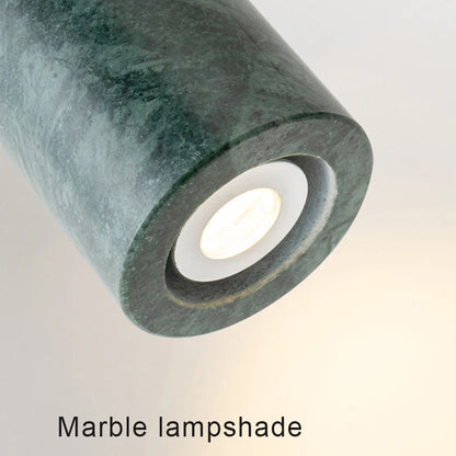 Modern dining table pendant lamp cylindrical marble LED pendant lamp light luxury bedroom lighting living room home decoration