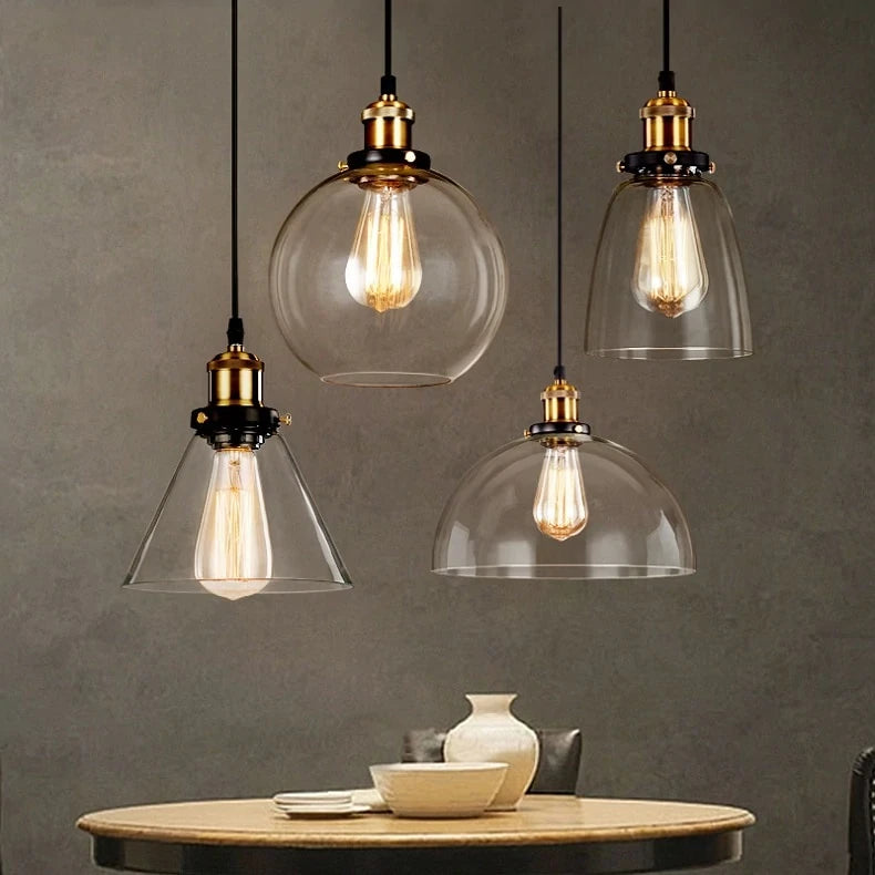 Vintage Pendant Lights Glass Pendant Lamps Loft Industrial Hang Lamp Smoky Grey Lamparas De Techo Colgante Modern Lustre Pendent