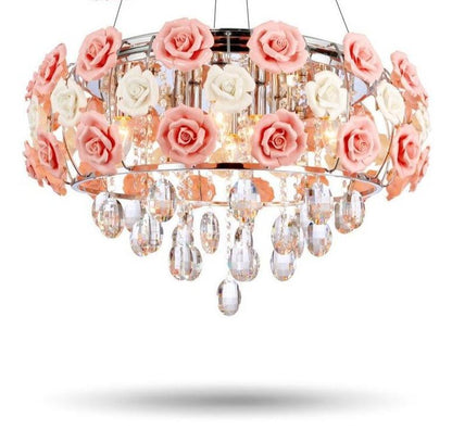 New Arrival LED Crystal Ceiling Lights Lustres De Sala Beautiful Rose Style For Bedroom Dining Room Free shipping