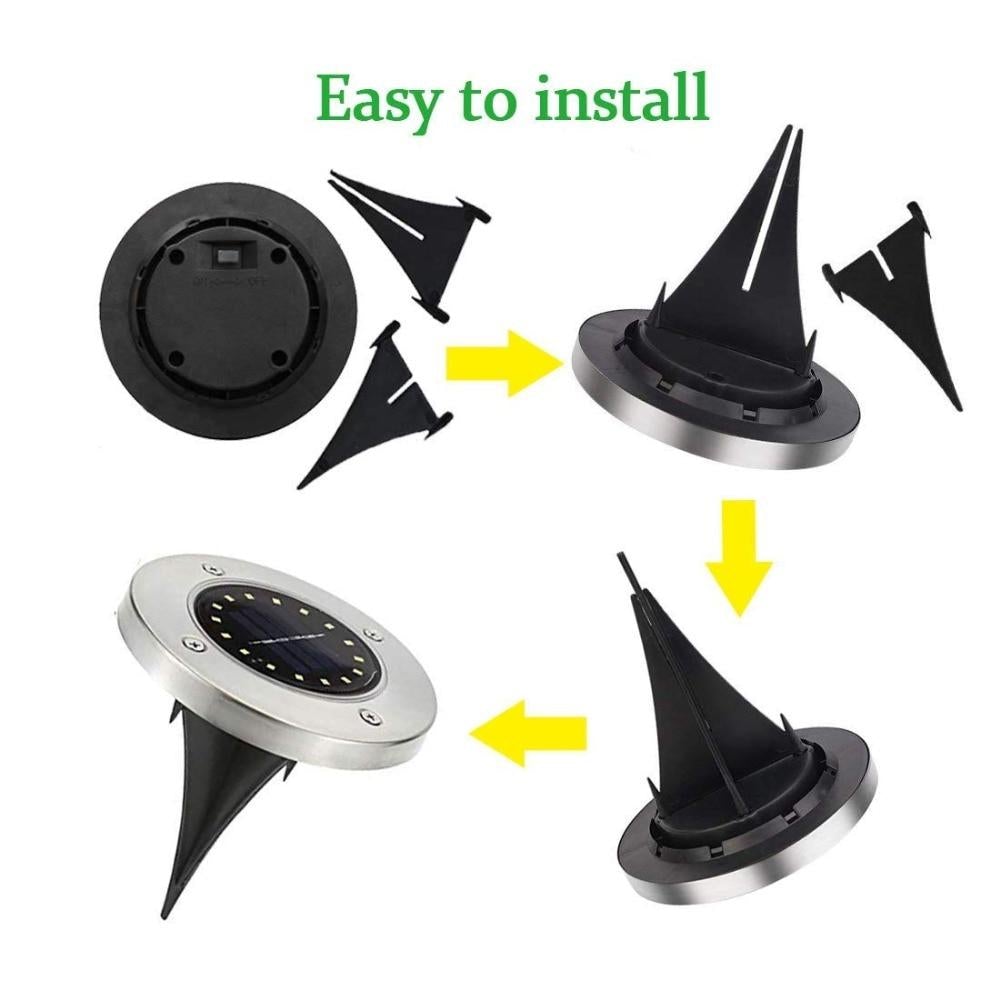 4Pack Solar Garden Lights 16/20 LED Solar Ground Lights Waterproof Light Underground Sensing Landscape Lights for Lawn Pathway