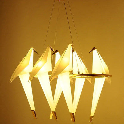 Modern Paper Crane Metal Vintage Chandelier Hanging Light Restaurant Living Dining Children's Room LED Bird Design Pendant Lamp