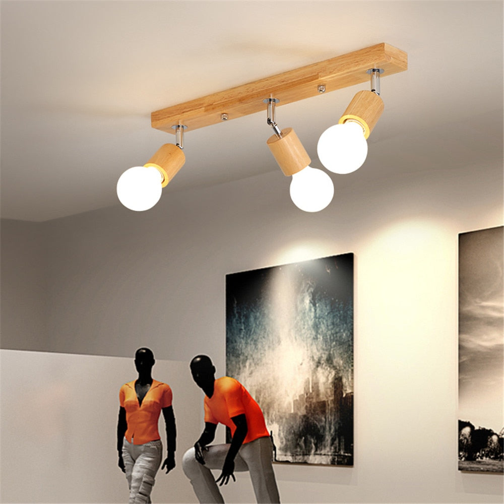 Modern Wood Metal Ceiling Lamp 39cm LED Coffe Bar Shop rRestaurant Decoration TV Background Lighting  Light Fixture