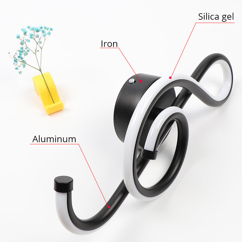 22W LED Wall Lamp Bedroom Beside Wall Light Music Clef Shape Indoor Living Room Decoration Lighting AC90-260V Black