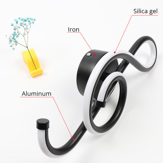 22W LED Wall Lamp Bedroom Beside Wall Light Music Clef Shape Indoor Living Room Decoration Lighting AC90-260V Black