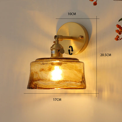 Nordic Style Retro Japanese Style Brass Glass Wall Lamp Home Bar Restaurant Bedroom Lamp Creative Wall Lamp