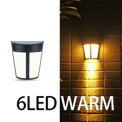 1pc New High Quality Wall Lamp Solar Light 6 LED Outdoor Garden Wall Path Yard Landscape Lighting Cool White Warm RGB changeable