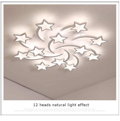 IRALAN modern led chandelier art deco  room indoor lamp white star for living room dining room bedroom kid's room kitchen remote