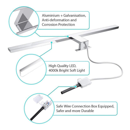 Indoor Led Wall Light Mirror Wall Lamp 10W 800LM White 60cm Waterproof Aluminum Lighting Bathroom Restroom Mirror Makeup light
