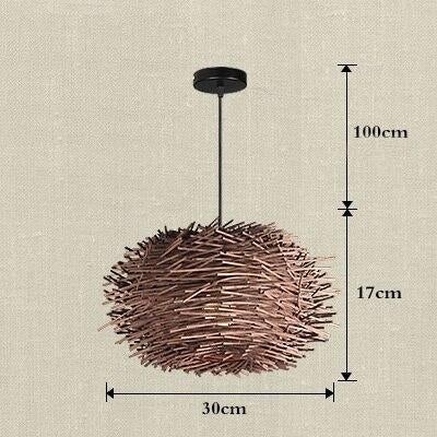 Handmade Bird Nest Pendant Light Wicker Wood Hotel Restaurant Dinning Room Cafe Bar Nordic Rattan lustre Modern Hanging Suspension
