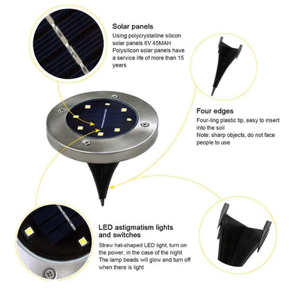 8/16/20 LED Solar Ground Light Waterproof Garden Pathway Solar Lamp for Home Yard Driveway Lawn Road White/Warm White