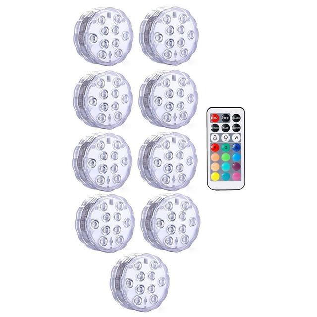 IP68 Waterproof Multi Color Submersible LED Lights Underwater Night Lamp Tea Light Vase Bowl Party Wedding Christmas Decoration