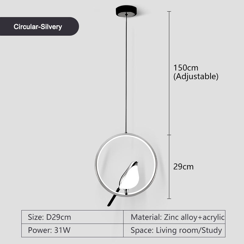 Magpie Bird LED Cord Pendant Lamps for Bedside Bedroom Indoor Chandelier Hanging Lamps Decor for Living Room Restaurant Lighting