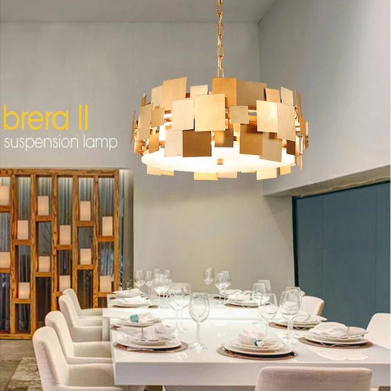 Modern Gold Stainless Steel Pendant Light Luxury Living Room Dinning Room Lustre Pendent American Simple Metal Hanging Light