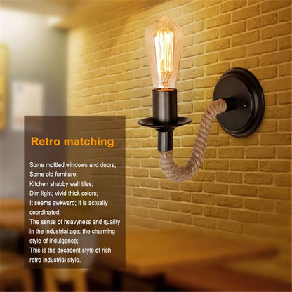 Hemp Rope Wall Lamp American Retro Light Wall Sconce Living Loft Lighting Vanity Light Indoor Sconce Wall Lights Bedroom Lamp