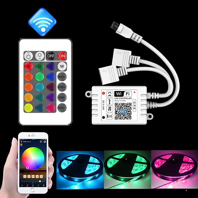 LED Strip Lights 65ft 2x10m WIFI App Intelligent Control 5050 RGB LED Smart Strip Light with IR 24 Key Controller or DC12V Adapter Kit