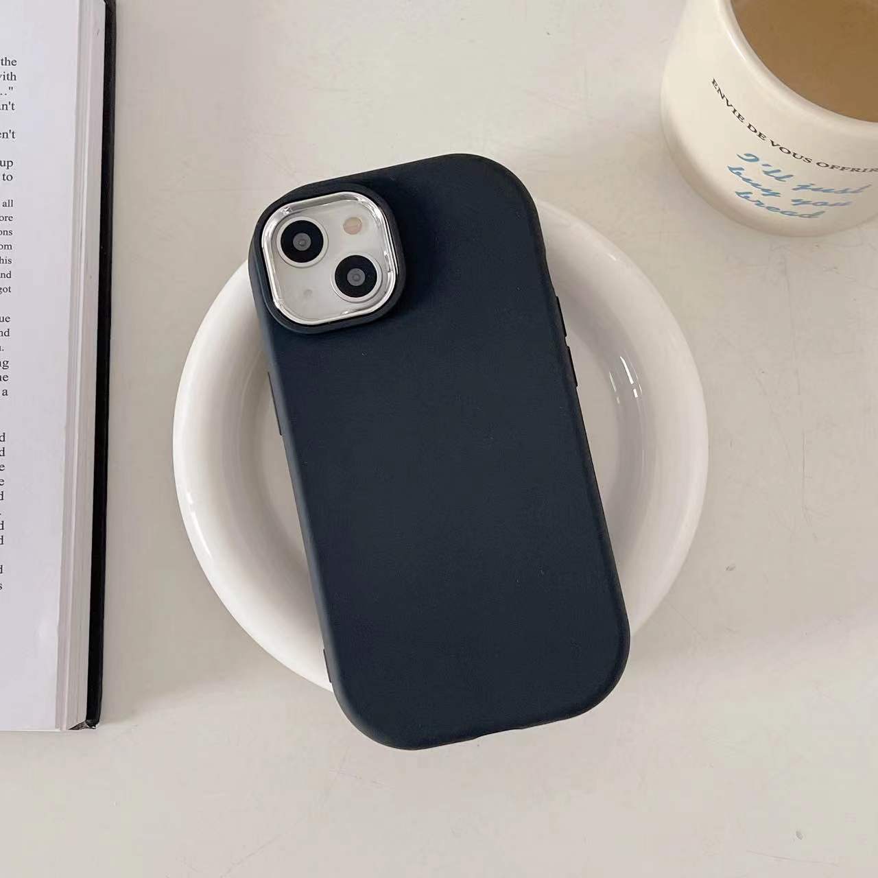 Ellipse Plating Lens Frame Solid Color Phone Case For iPhone 17 16 Pro Max 15 14 Plus 13 12 11 Shockproof Silicone Back Cover