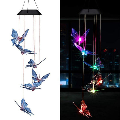 LED Solar Wind Chime Crystal Ball Hummingbird Wind Chime Light Color Changing Waterproof Hanging Solar Light For Home Garden