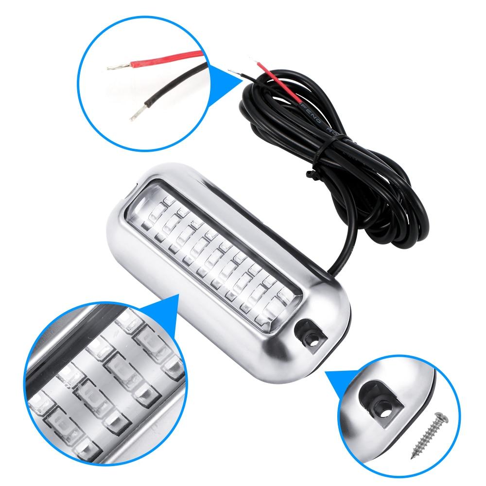 Universal 3.5inch 12V DC White/Blue/Green 27 LED Marine Stainless Steel Under Water Pontoon Waterproof Boat Transom Light IP68