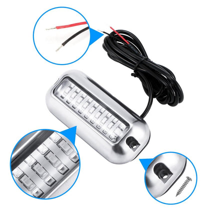 Universal 3.5inch 12V DC White/Blue/Green 27 LED Marine Stainless Steel Under Water Pontoon Waterproof Boat Transom Light IP68