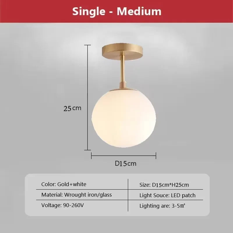 Nordic Multi Head Glass Ceiling Light For Cloakroom Balcony Corridor Aisle Light Entryway Light