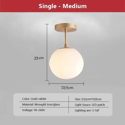 Nordic Multi Head Glass Ceiling Light For Cloakroom Balcony Corridor Aisle Light Entryway Light