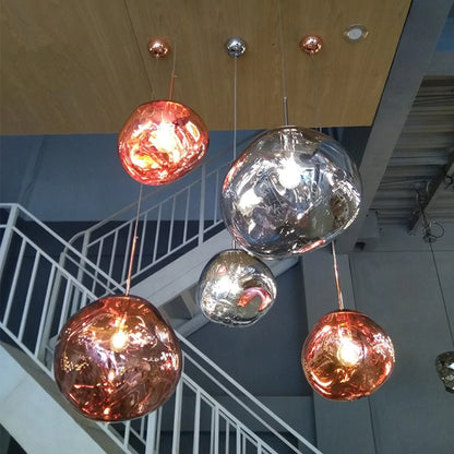 Nordic LED glass Chandelier Lava Ball Pendant Lamps Hanging Lamps Bedroom Kitchen Chandelier Modern Personality Light Melt Lava