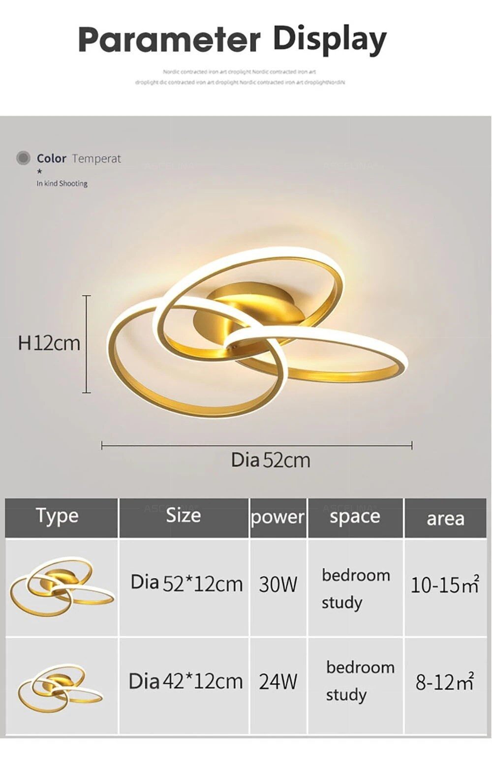 Modern LED Ceiling Light Acrylic Trefoil Dimmable Black White And Gold Indoor Lamp For Living Room Bedroom Dining Room Luminaire