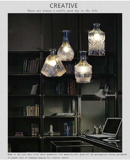 Wine Bottle Led Pendant Light Cafe Bar Decoration Loft Hanglamp Kitchen Hanging Light Fixture Dining Room Hanging Lamp