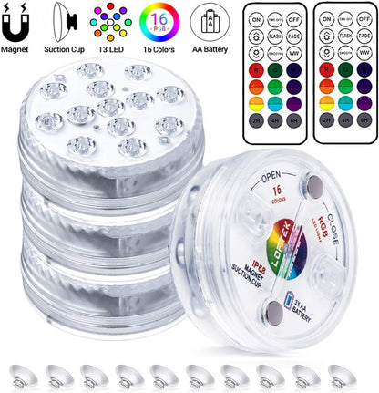 Upgrade Magnet RGB Submersible Light IP68 13LEDs Underwater Night Lamp Outdoor Vase Bowl Pond Swimming Pool Decor Lamp