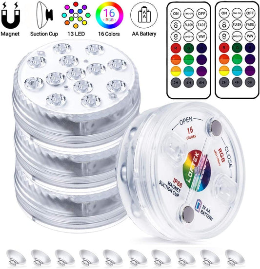 Upgrade Magnet RGB Submersible Light IP68 13LEDs Underwater Night Lamp Outdoor Vase Bowl Pond Swimming Pool Decor Lamp